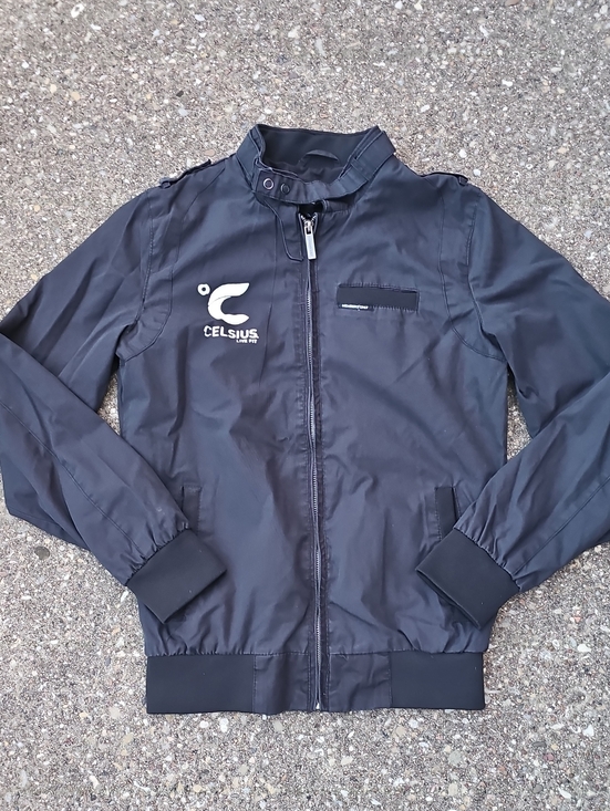 Members Only Jackets & Blazers - Members Only Black Bomber Jacket with Celcius Logo XS